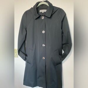 ANNE KLEIN Black Hooded Rain Jacket/Coat Size M Like New